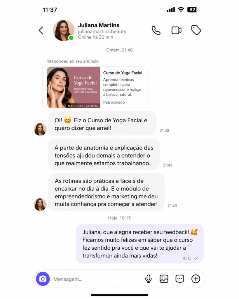 Depoimento sobre módulos de anatomia e empreendedorismo